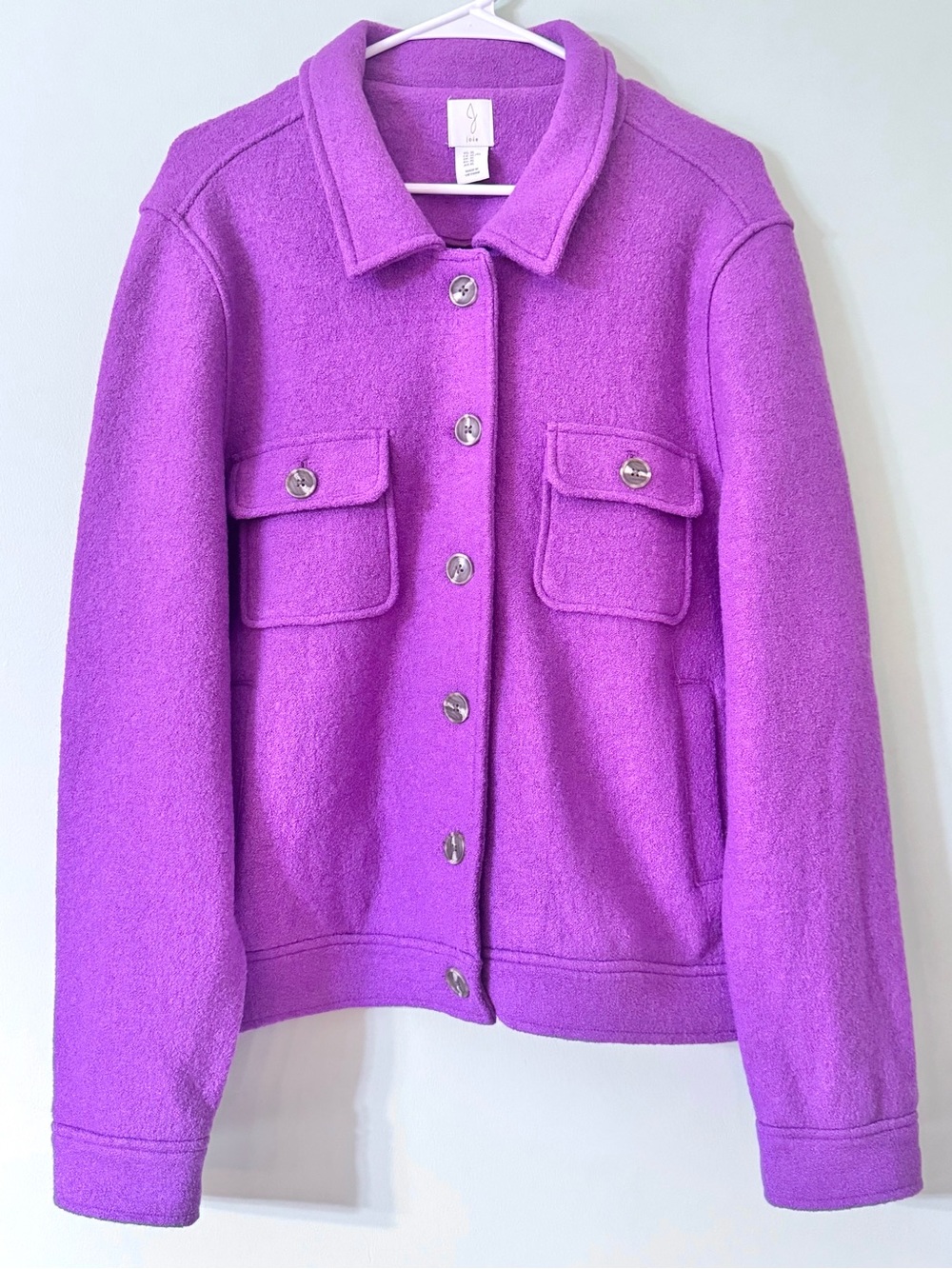 Joie Purple Wool Blend Shacket Jacket XL Utility Coat Minimalist Chic